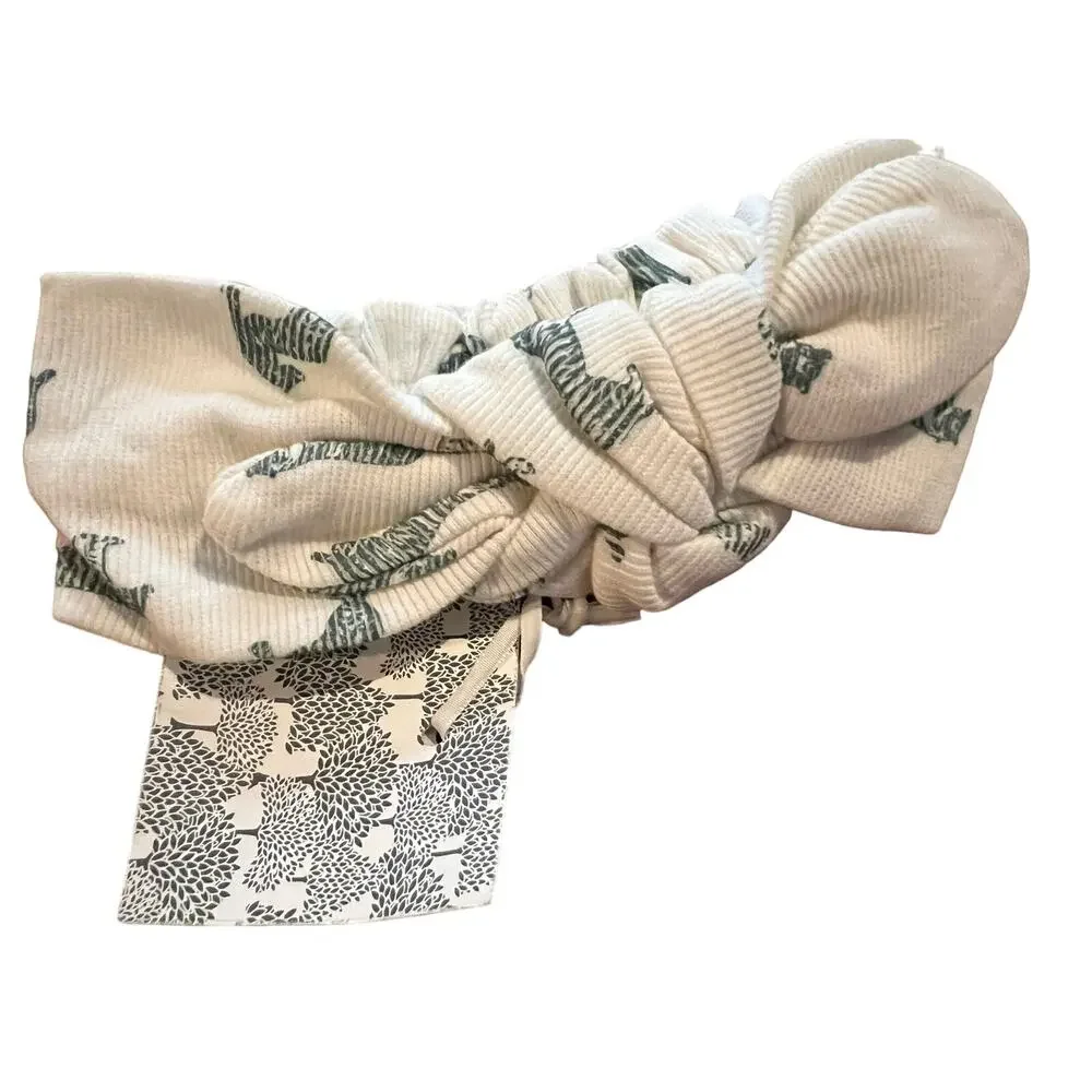 NWT Kate Quinn Knot Top Headband Sagebrush Tiny Tiger Cotton Skinny Rib L
